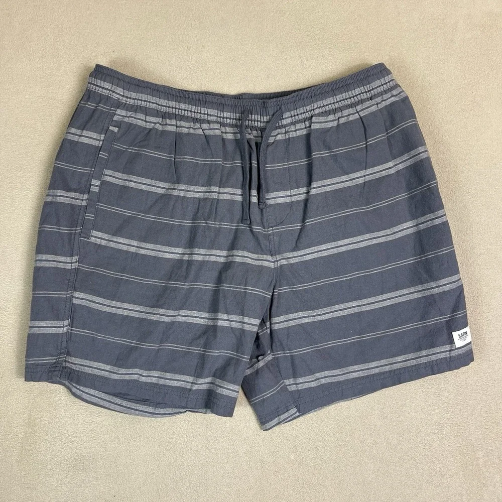Katin Shorts Mens XL‎ Gray Striped Hybrid Board Shorts Adult